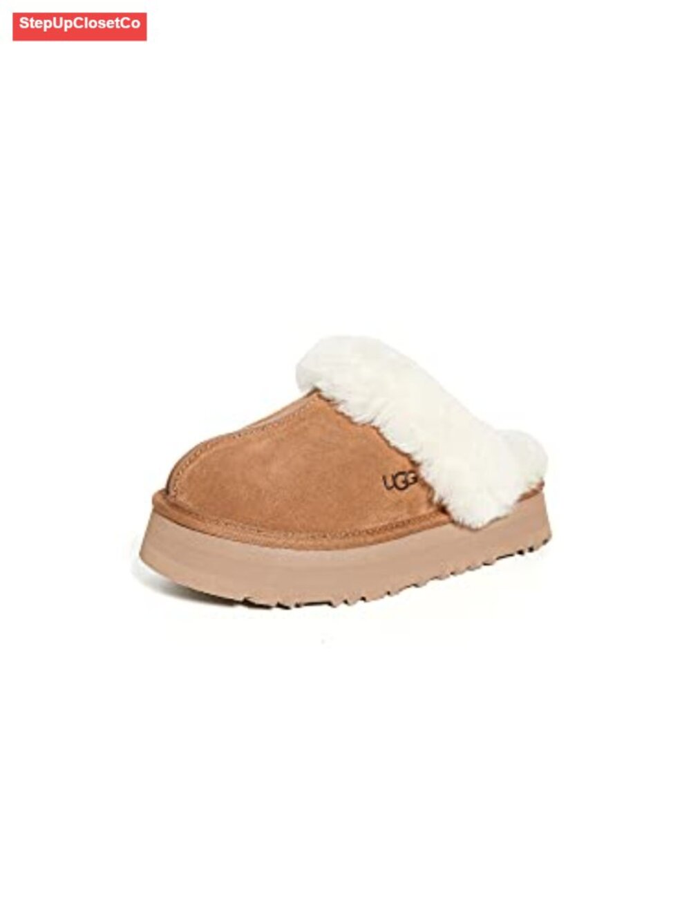 Ugg Disquette Suede Platform Slippers Cozy Sheepskin Lining